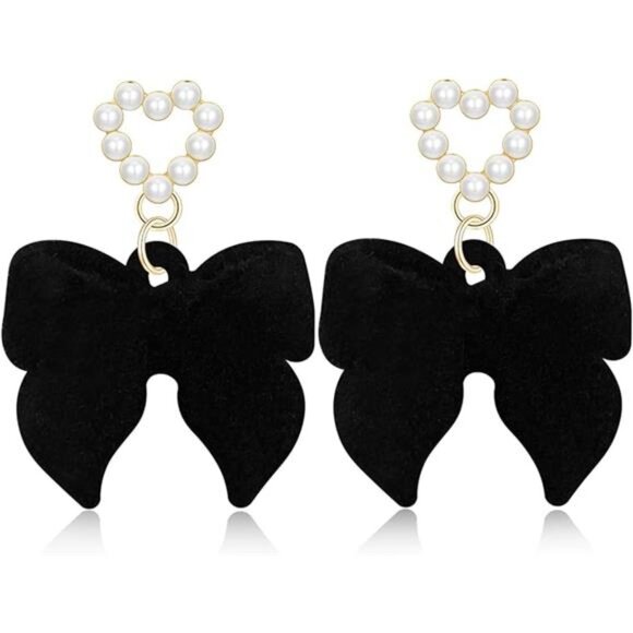 Velvet Drop Earrings – Unique Alloy & Fabric Design - Picture 5 of 5